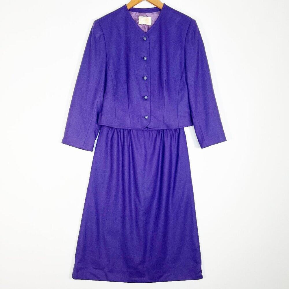Pendleton Vintage Purple Wool Blazer Jacket Skirt Suit 2pc Set Womens 6